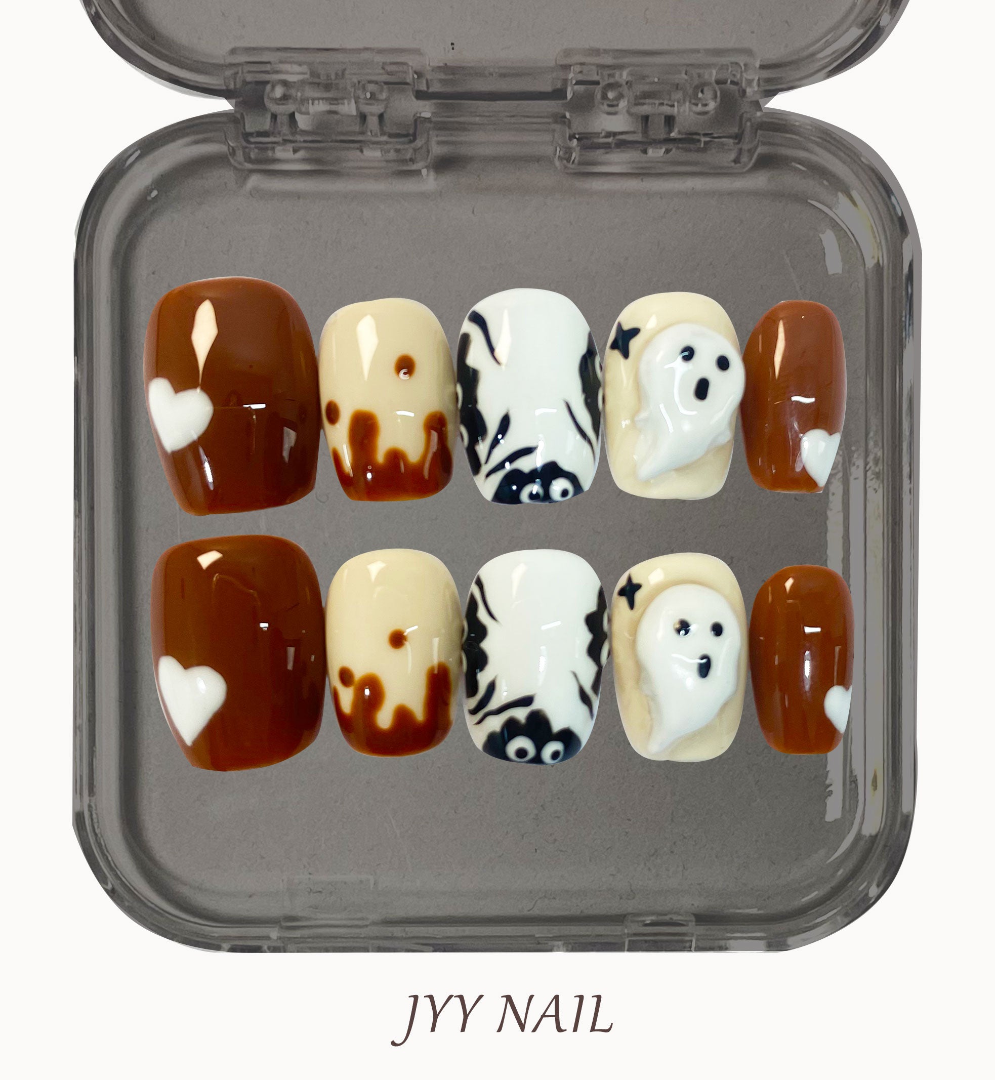 A100 All saints ghost:Pure hand-painted Halloween ghost press on nails