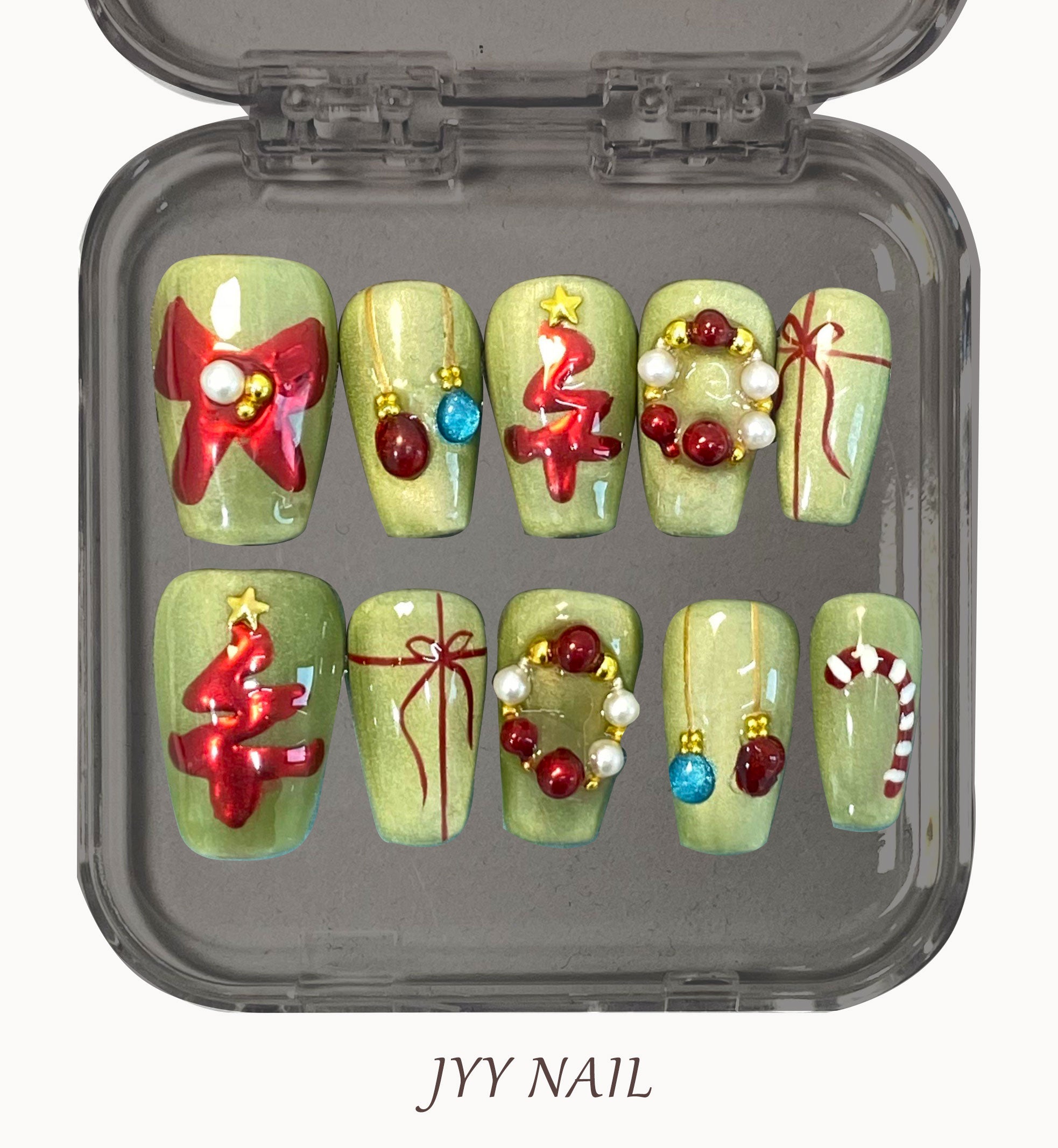 A101 Wonderful Christmas:Custom hand-painted Christmas nail art