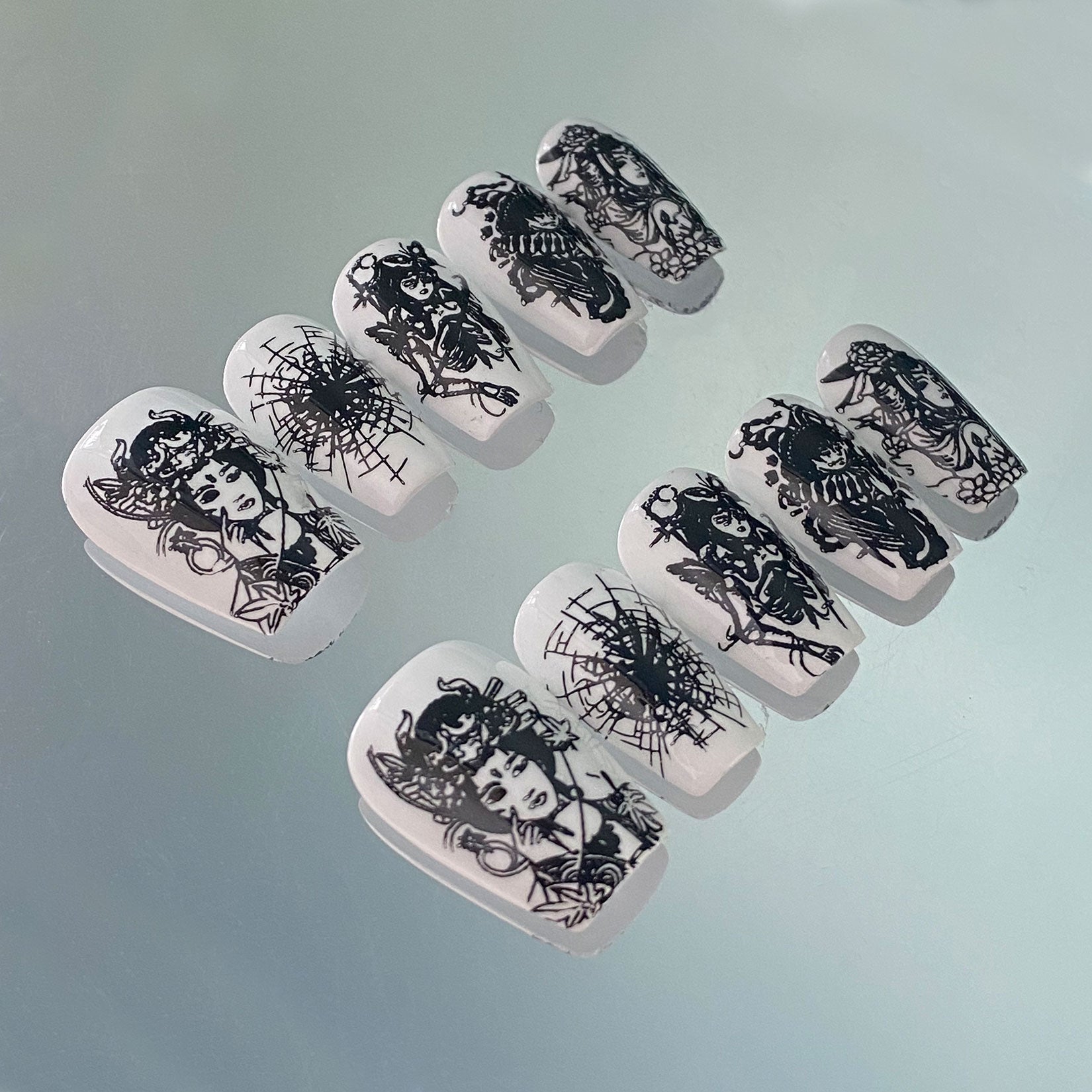 A102 Traditional Chinese opera:Vintage hand-painted nail art