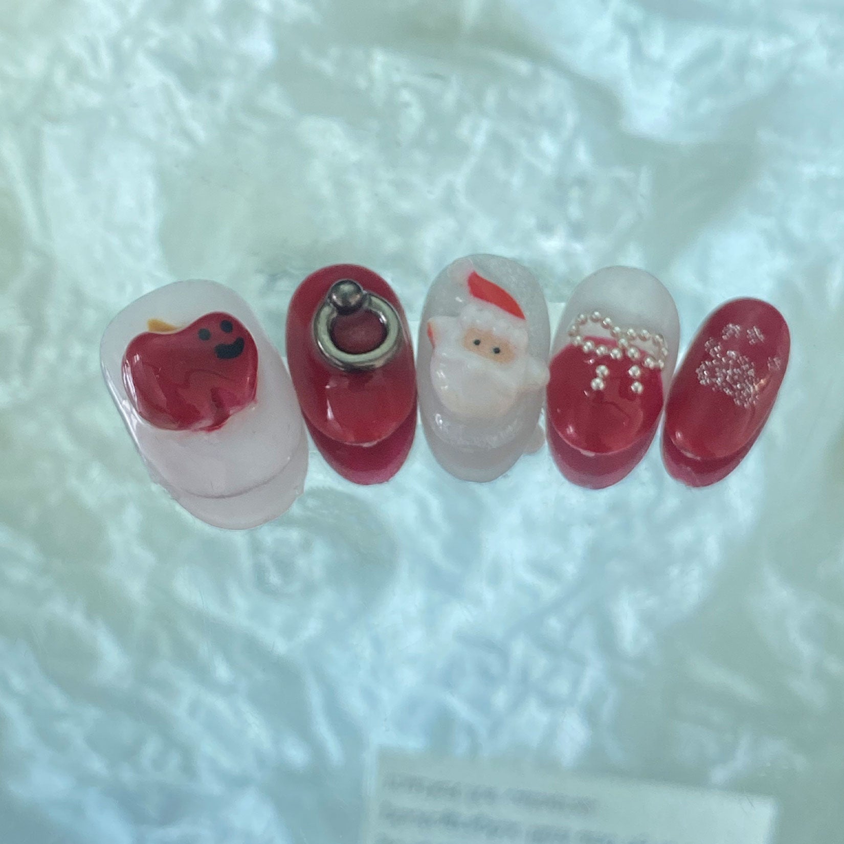 A105 Christmas:Hand painted sculpture wind Christmas series press on nails