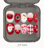 A105 Christmas:Hand painted sculpture wind Christmas series press on nails