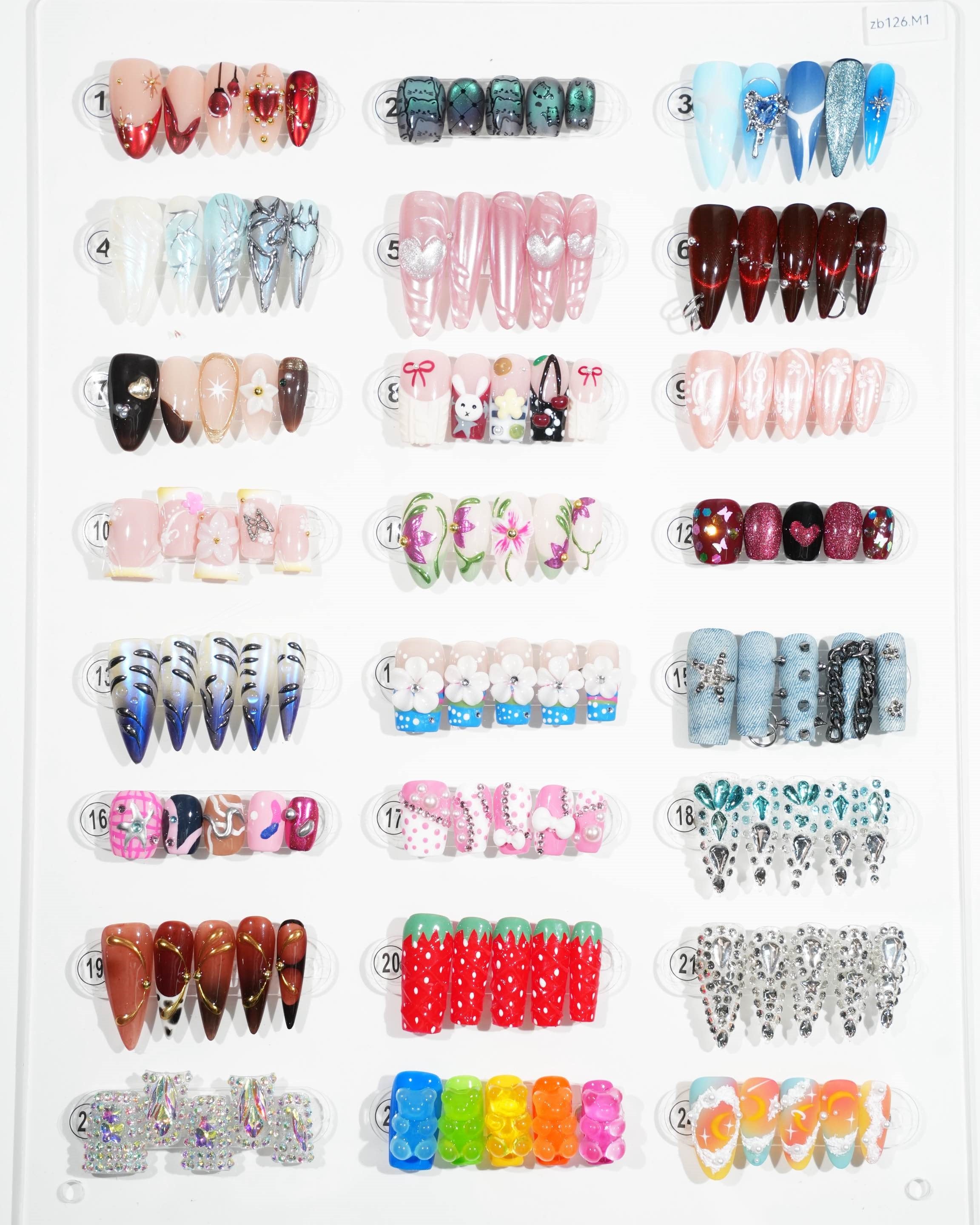 zb126..A display board featuring 24 different styles