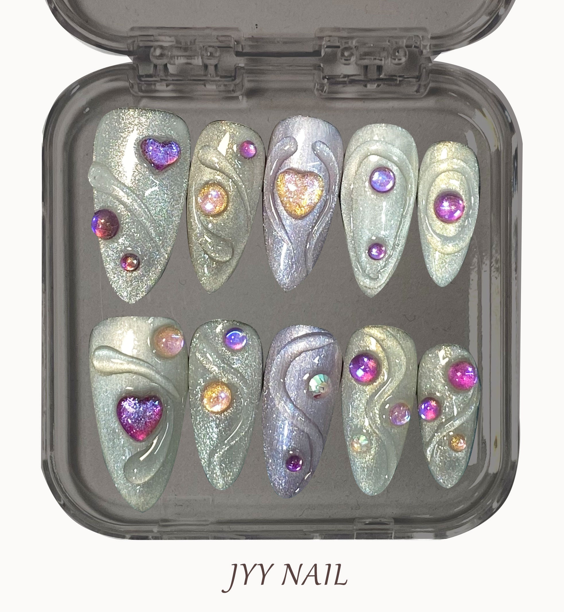 A133 Dream silver purple:Metal sense Heavy industry pure handmade nail art