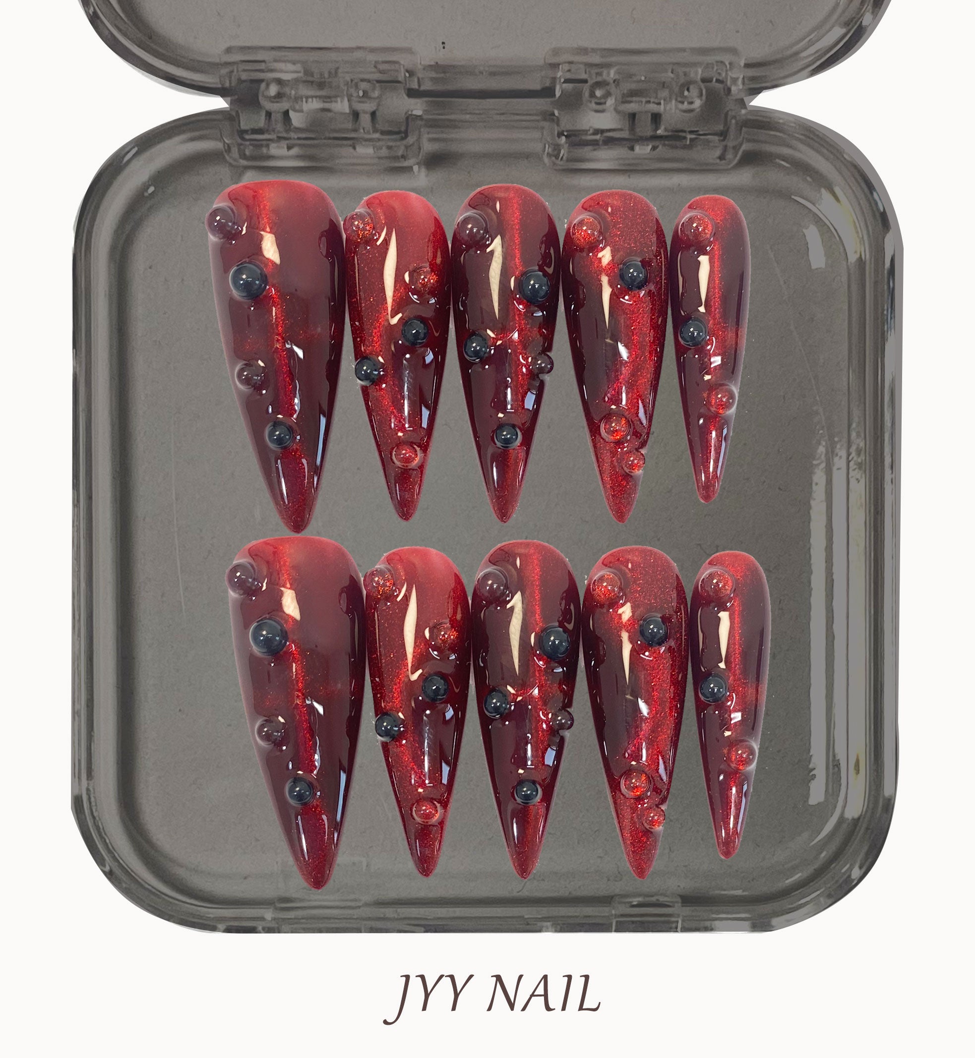 A141 Dark red star orbit:JYY original dark red star track red nail art