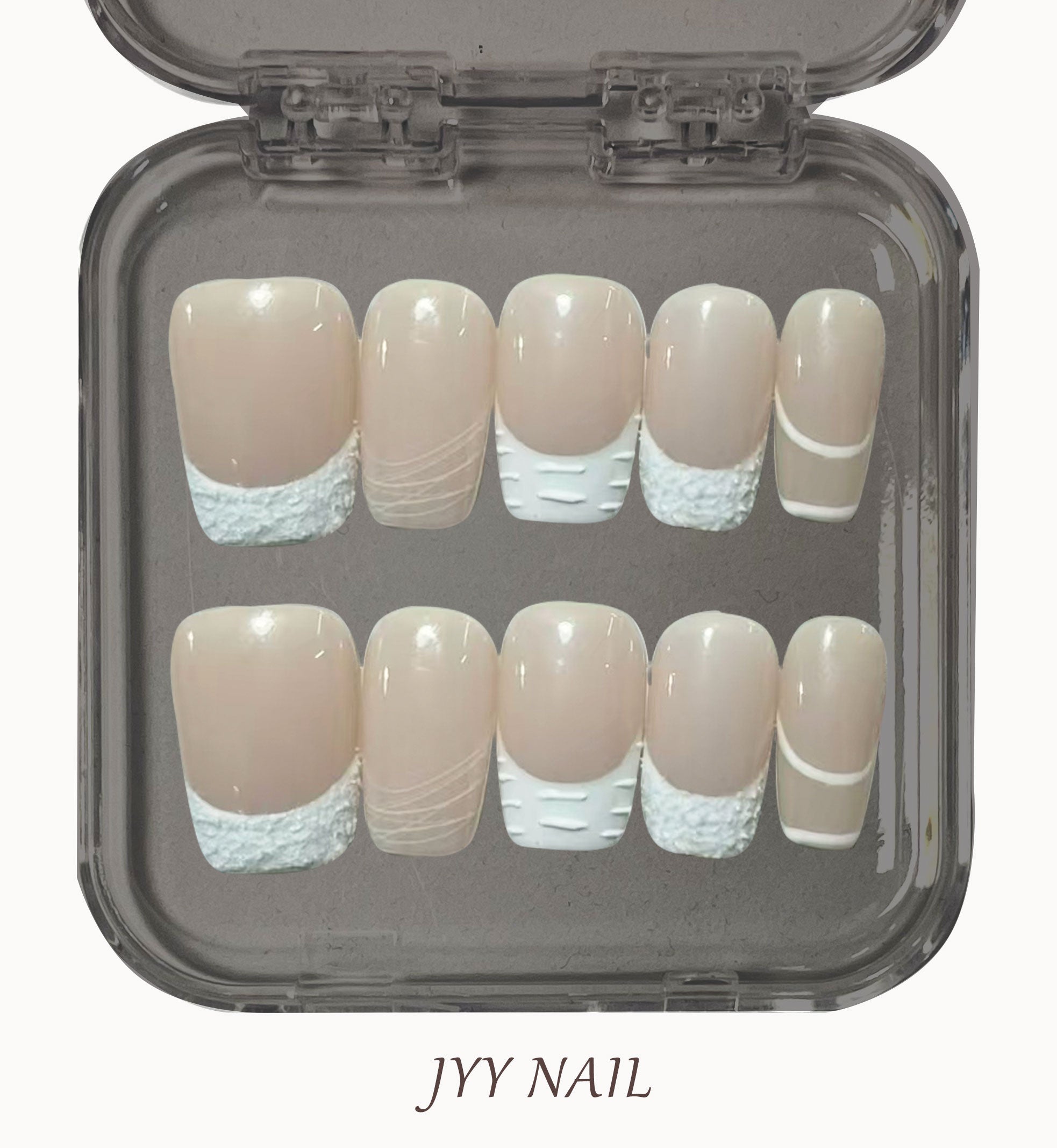 A167 Blanche：Pure hand painted white French manicure