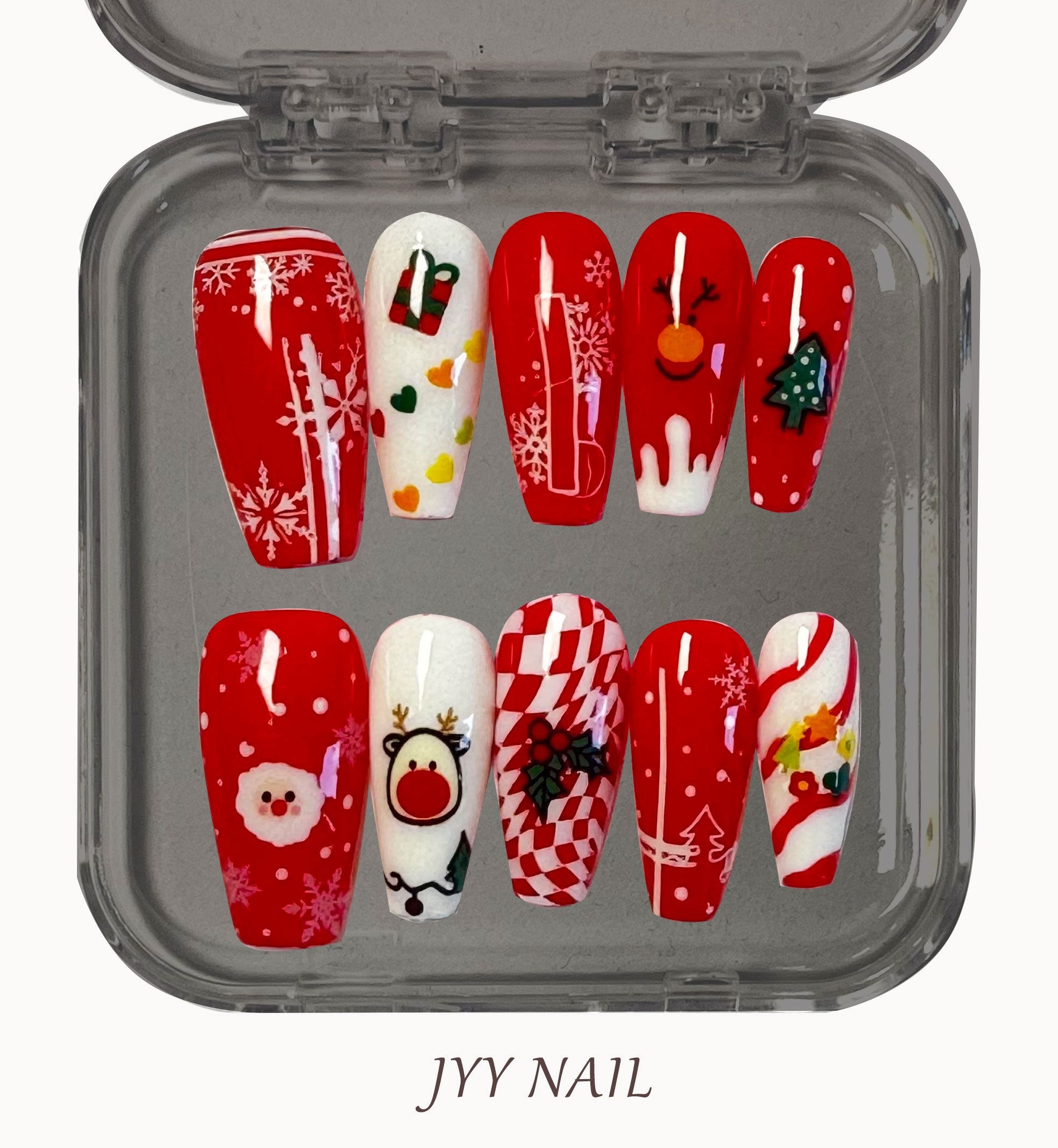 A175 Christmas:Handmade 3D custom Christmas nail art