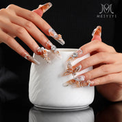 A1820-Meiyi Yi's original designer's heavy hand-painted French cat's eye nail art