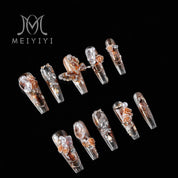 A1820-Meiyi Yi's original designer's heavy hand-painted French cat's eye nail art