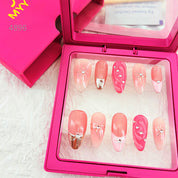 zb34..A collection of almond-shaped and square-shaped wearable nails