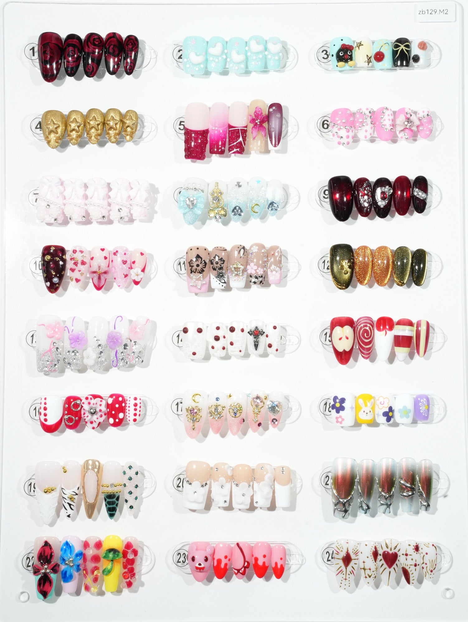 zb129...A wide variety of wearable nails in different styles.