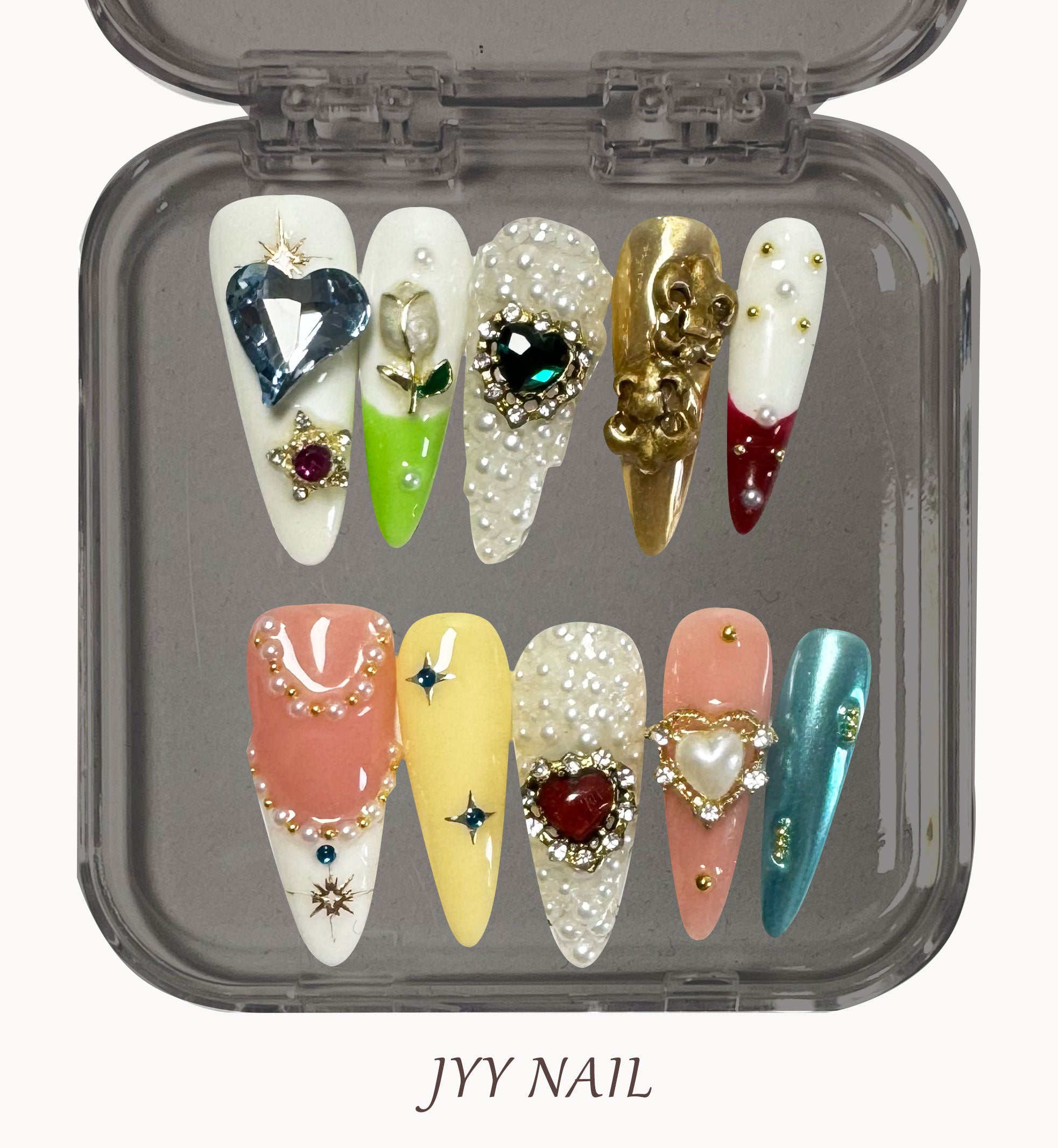 A208 Macarons love：Luxury heavy industry full diamond high set series nail art