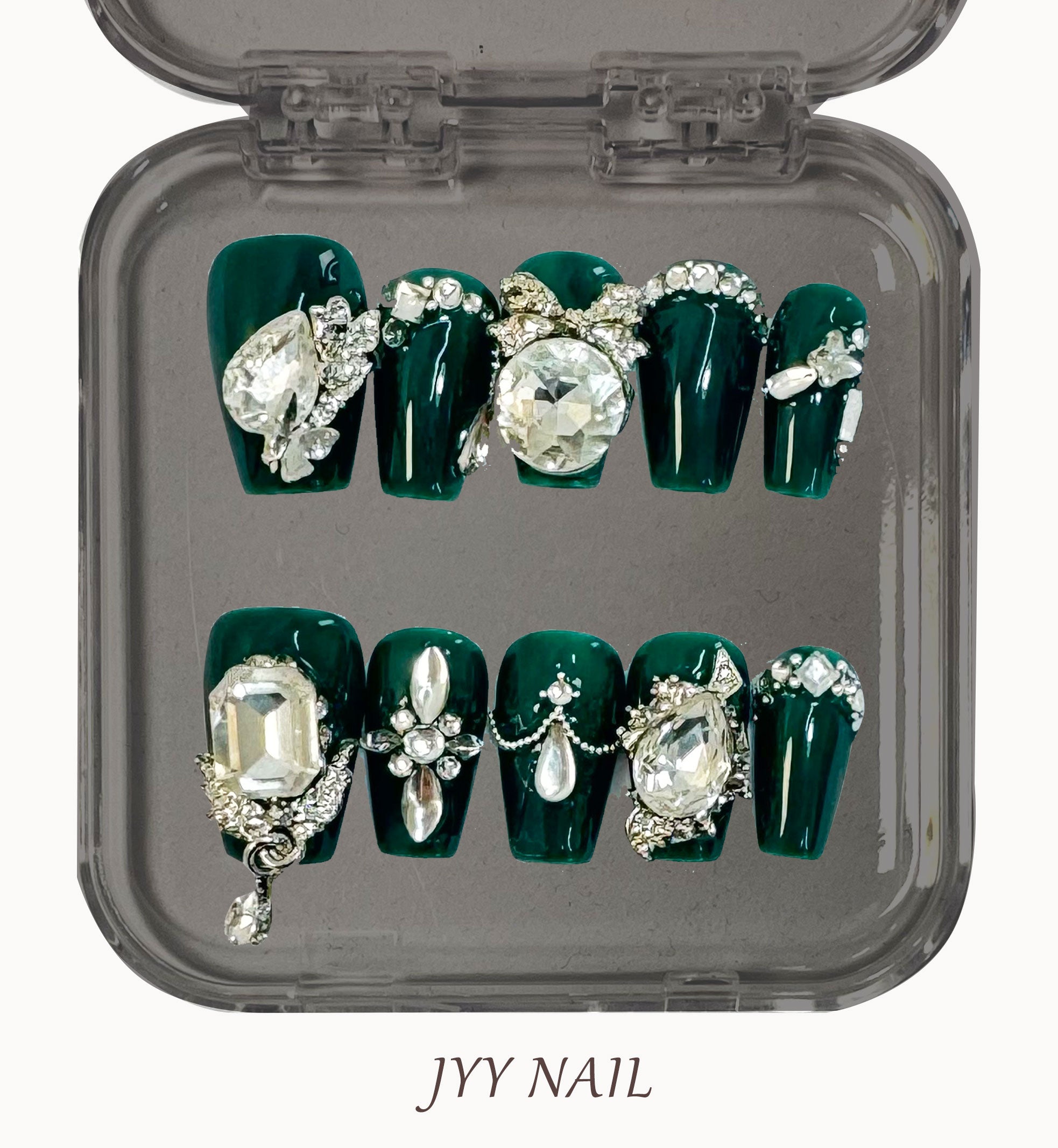 A213 Emeralds are full of diamonds:High luxury JYY original emerald full of drill heavy nail art