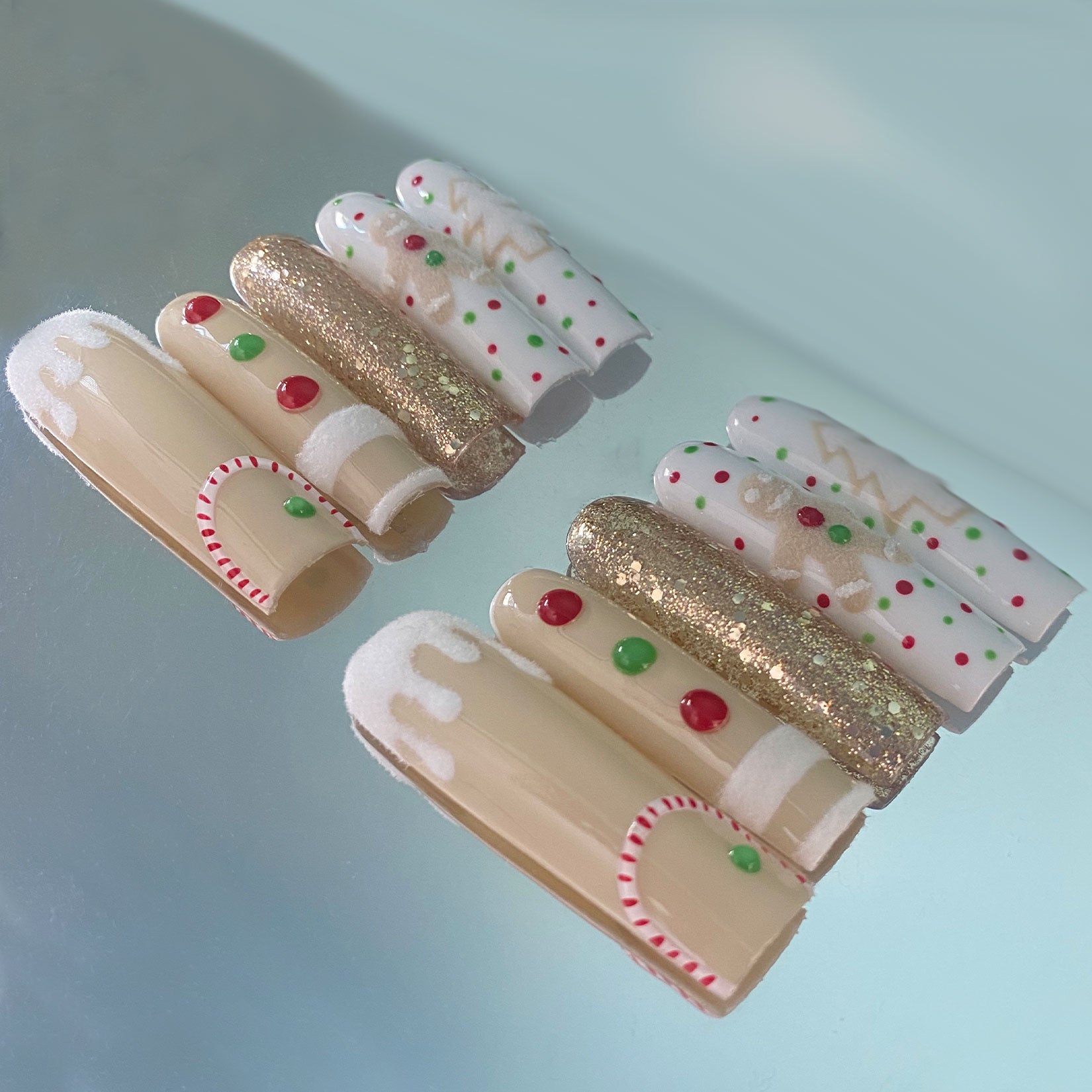 A222 Gingerbread man:Gingerbread Man Sweet Sister luxury handmade manicure