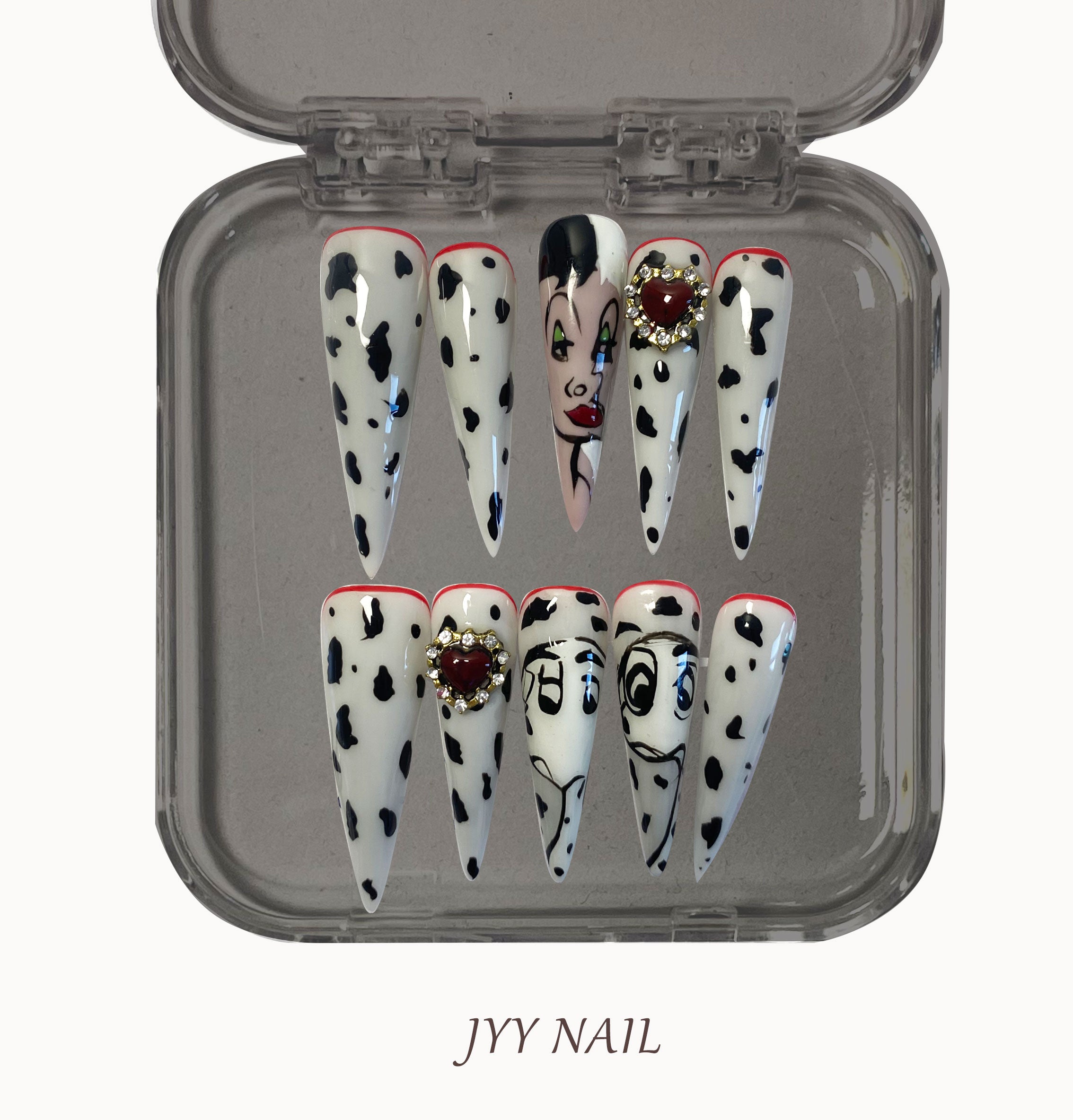 A234 dalmatian:Long drop custom wearable manicure