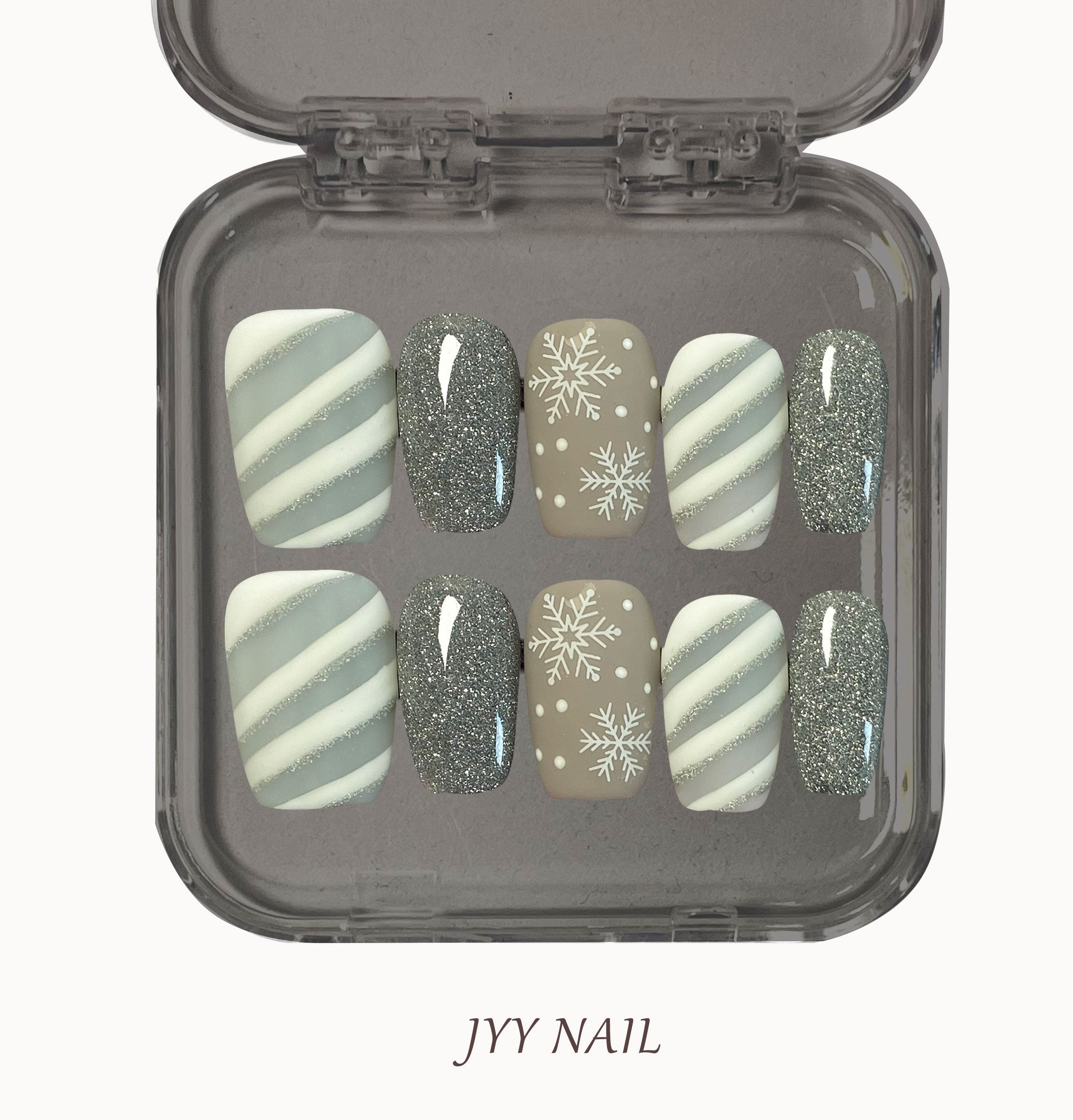 A252 Grey snowflake:Custom textured nail art for Christmas Limited collection