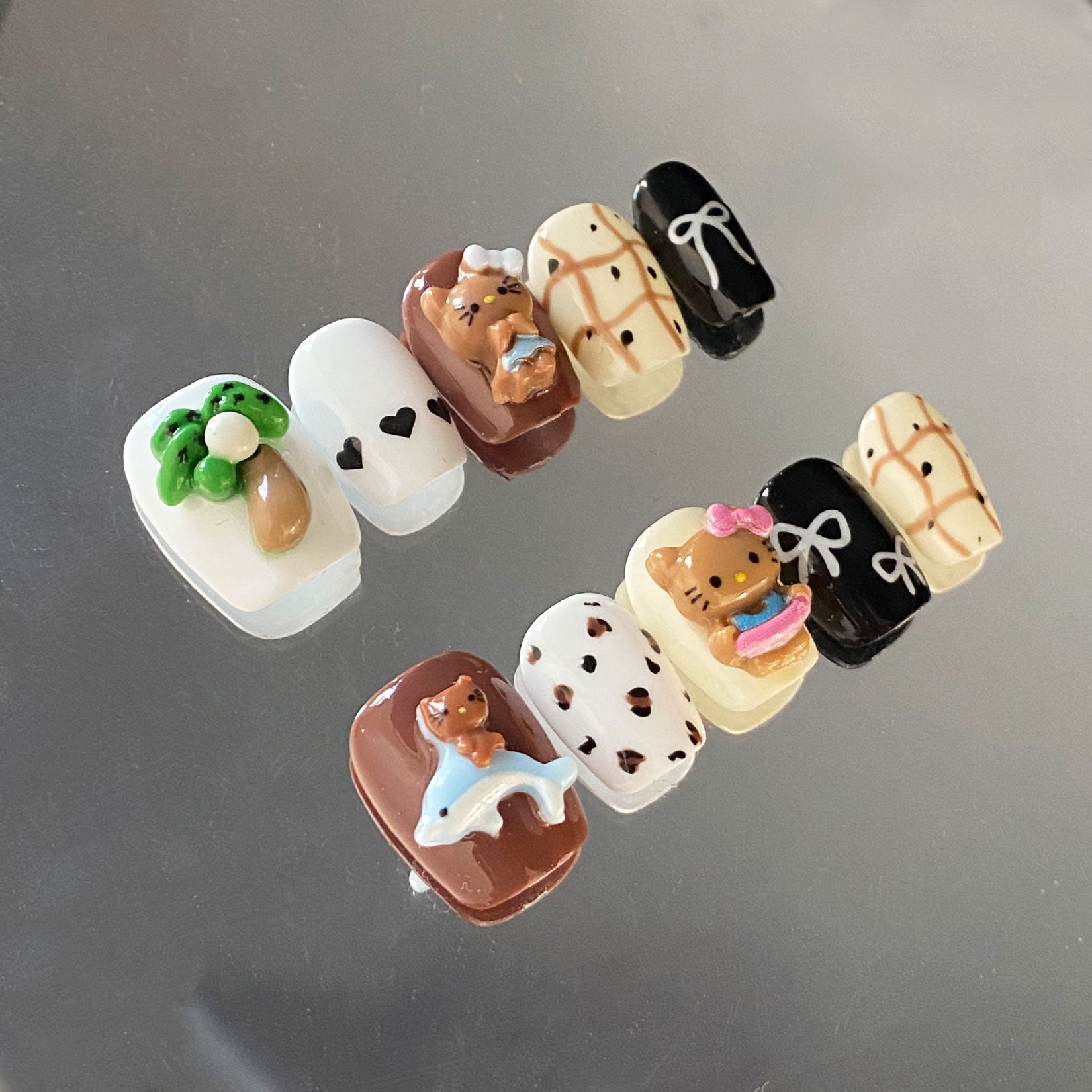 A25 Maillard kitty ;Maillard limited short Kitty Kitty essence hand-painted series press on nails