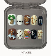 A25 Maillard kitty ;Maillard limited short Kitty Kitty essence hand-painted series press on nails