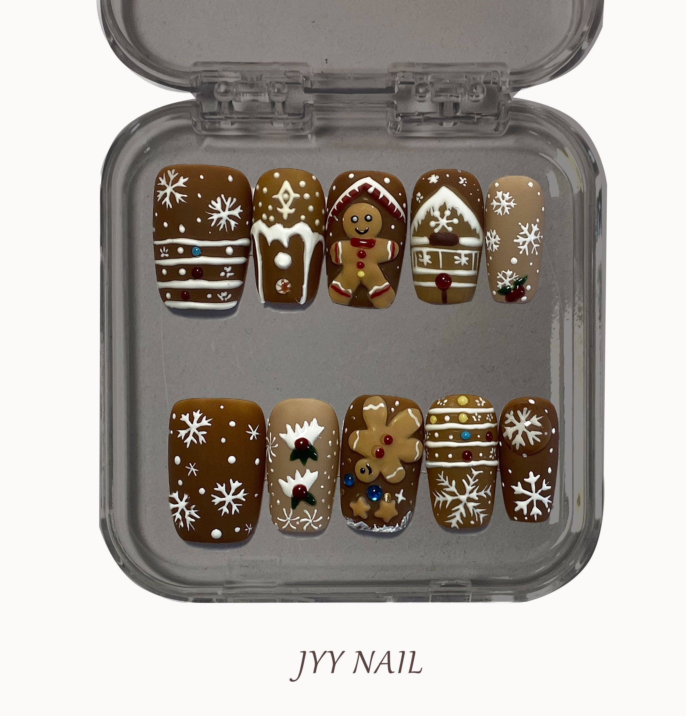 A278 The caramel gingerbread Man:Hand-painted Christmas collection limited manicure