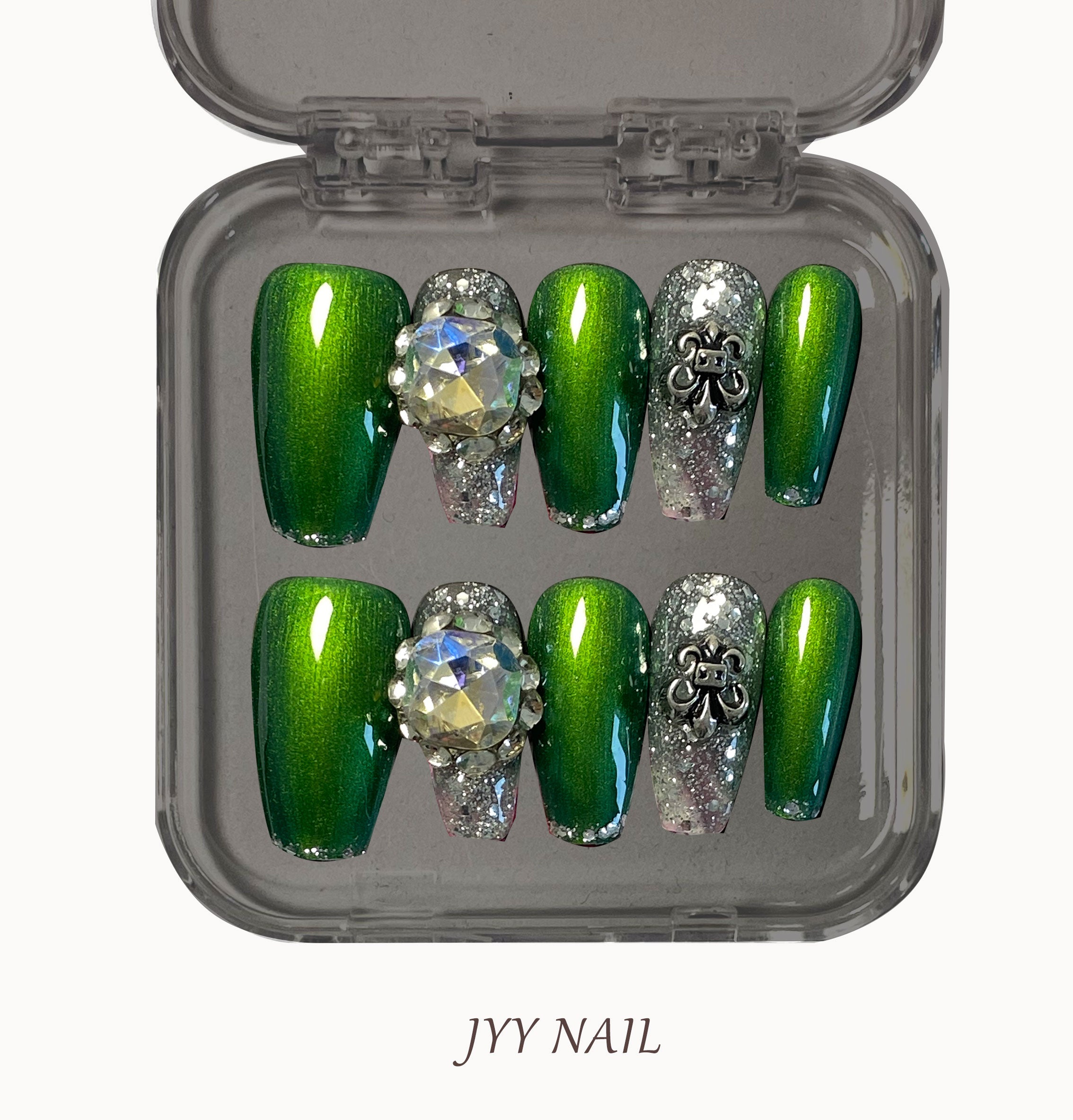 A285 Emeralds are full of diamonds:Luxury full of diamonds high luxury custom original manicure