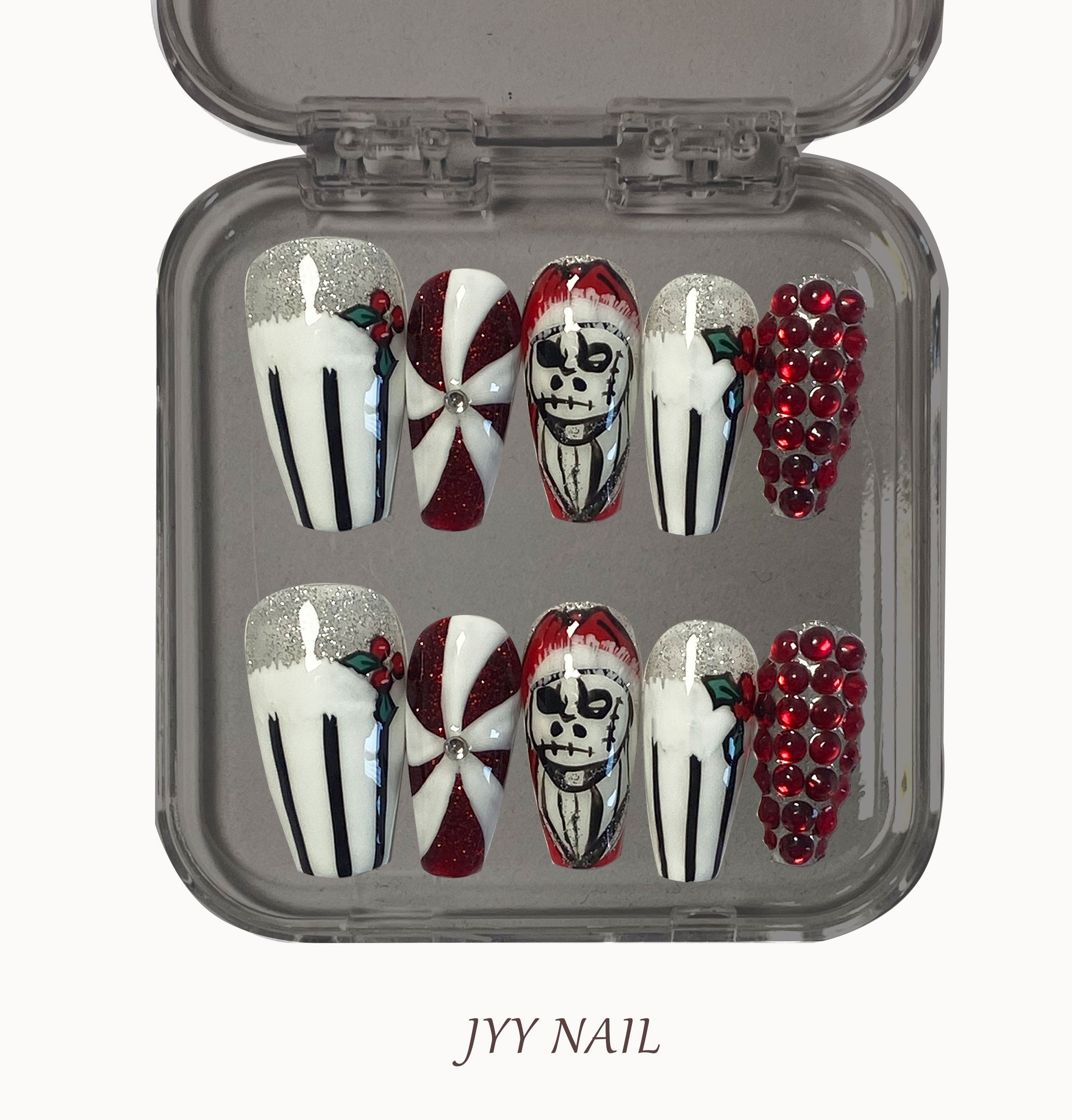 A286 Black and white Halloween:Hand-painted limited Halloween series nail art