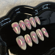 Meiyi Yi's original designer's heavy hand-painted French cat's eye nail art