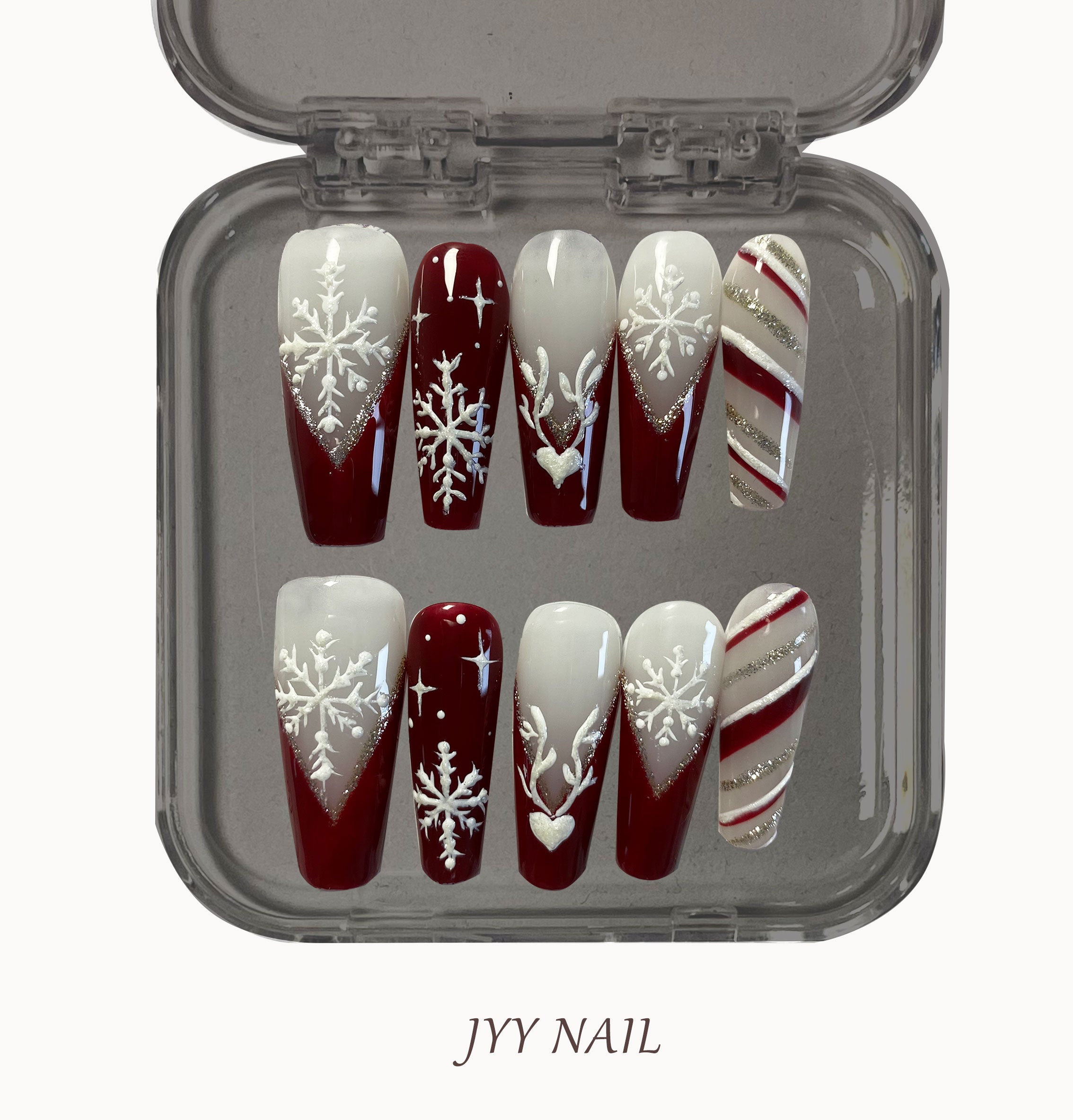 A325 Red Snow Christmas:Dark red hand-painted French snowflake Christmas collection high order