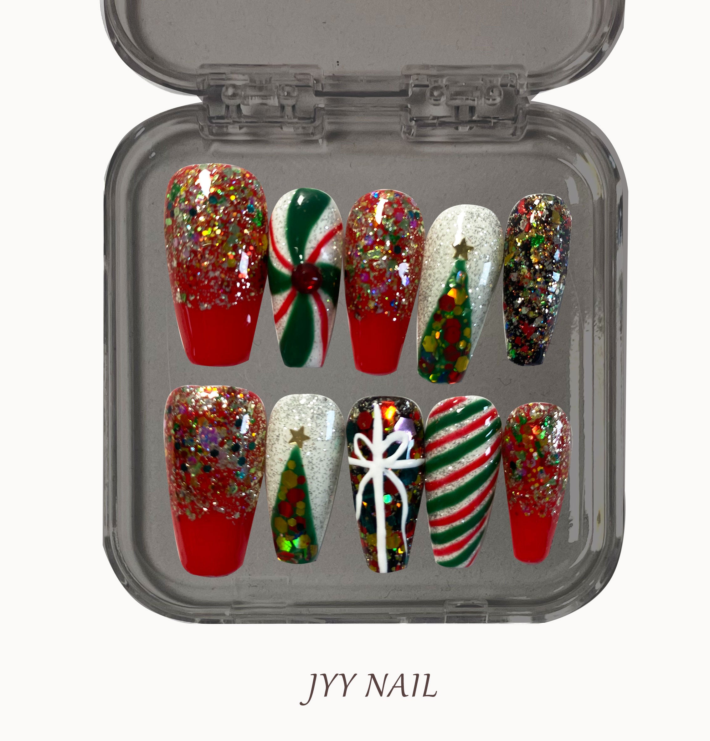 A326 Colorful Christmas:Hand-painted custom high luxury series nail art