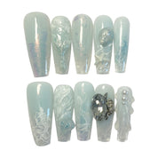 A32 Mermaid pearl：High quality pearl series press on nails