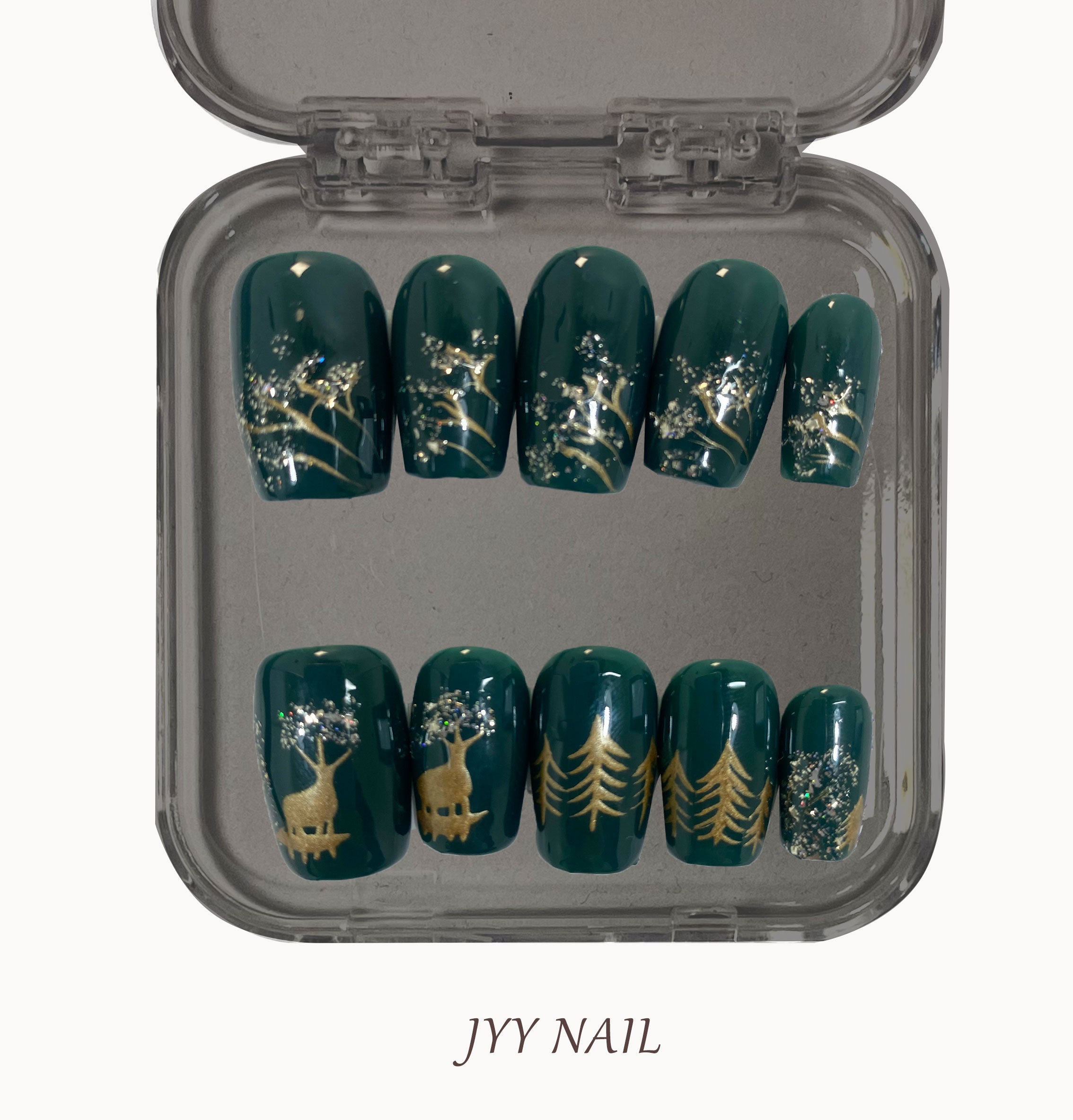 A330 Golden deer:Gold deer hand-painted custom high luxury wear nail