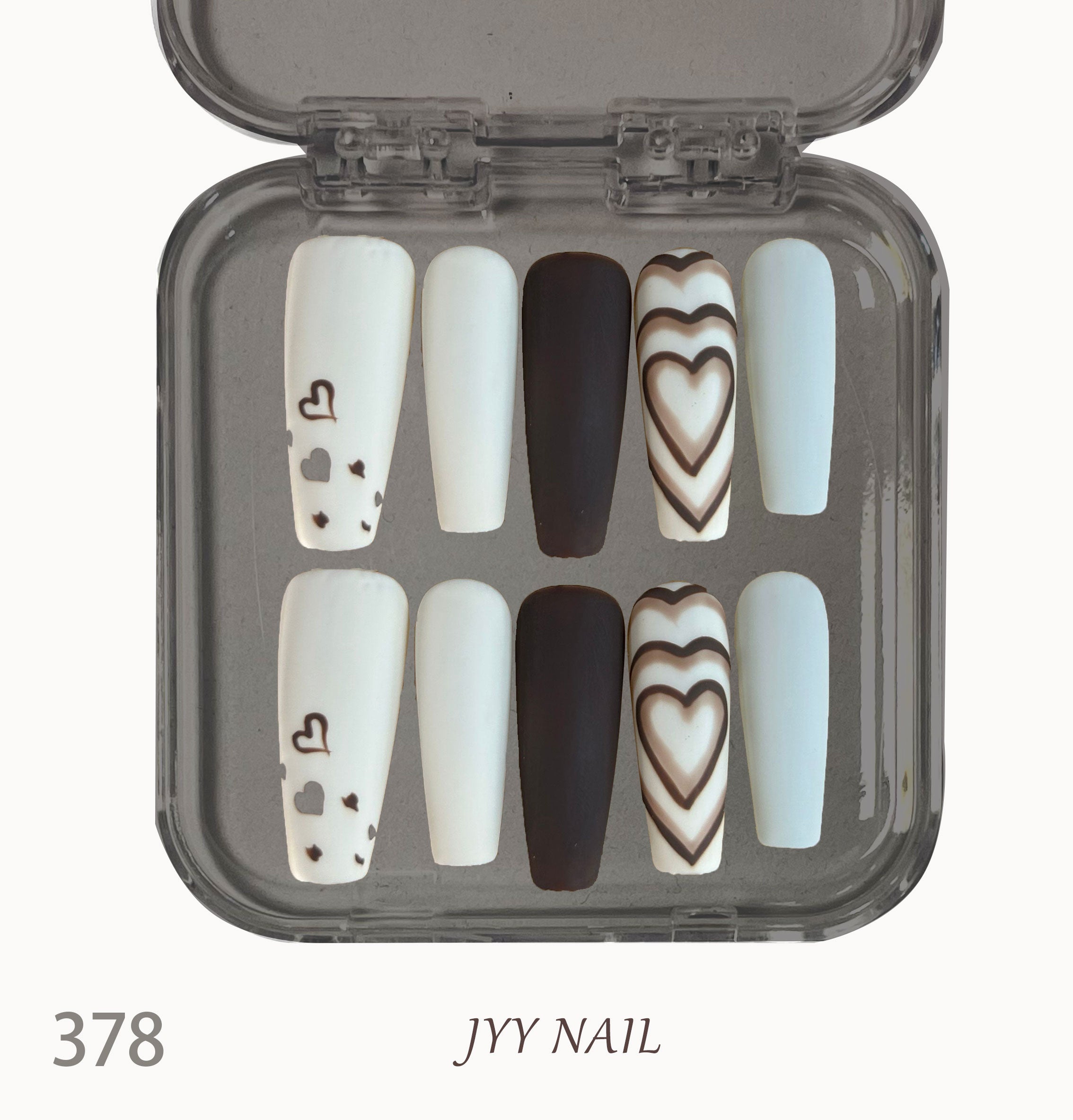 A378 Caramel frosted heart:Caramel Scrub Heart Custom Wear nail series