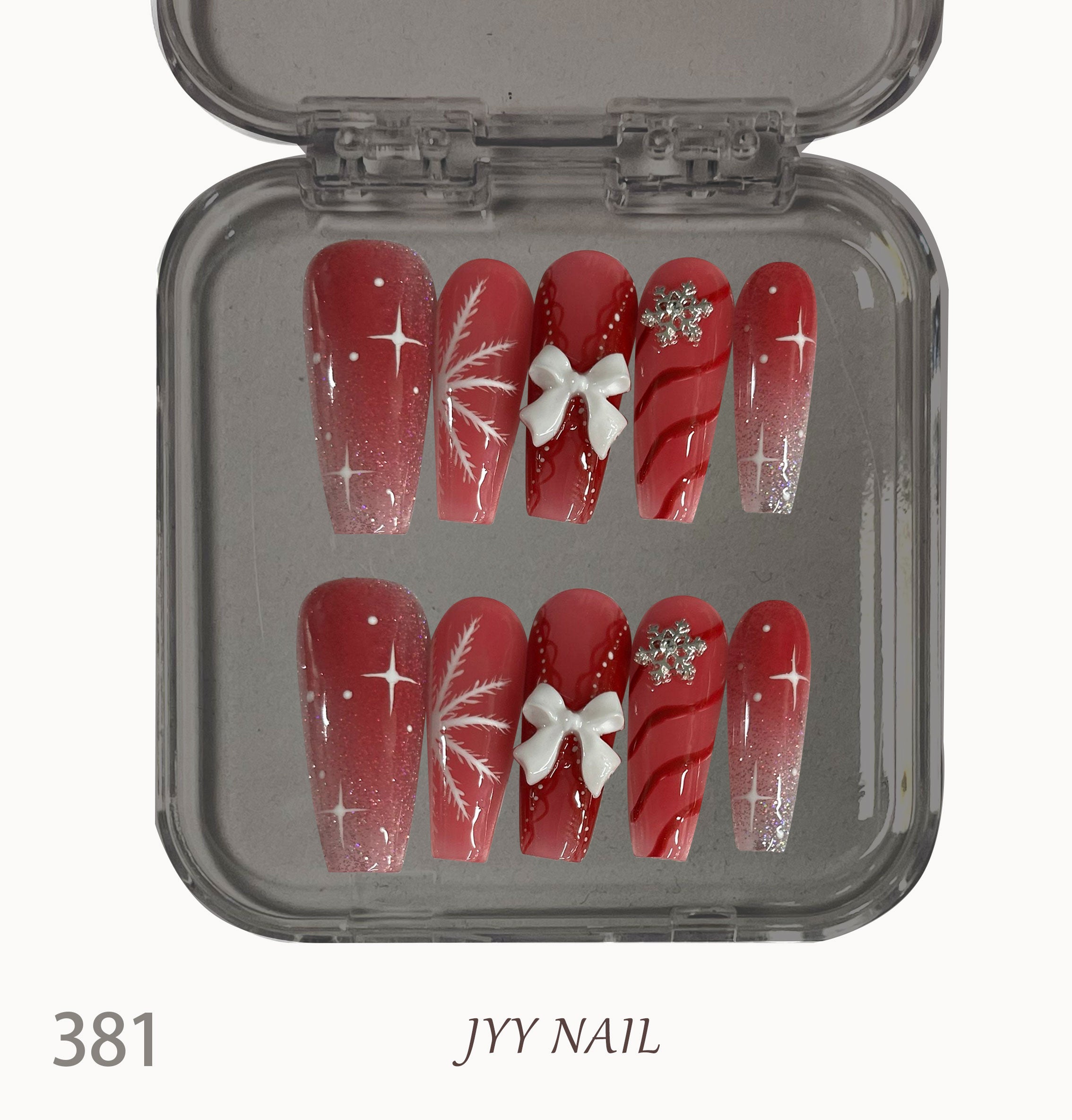 A381 Red bow:Red bow three-dimensional jewelry custom manicure series