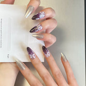 Meiyi Yi's original designer's heavy hand-painted French cat's eye nail art