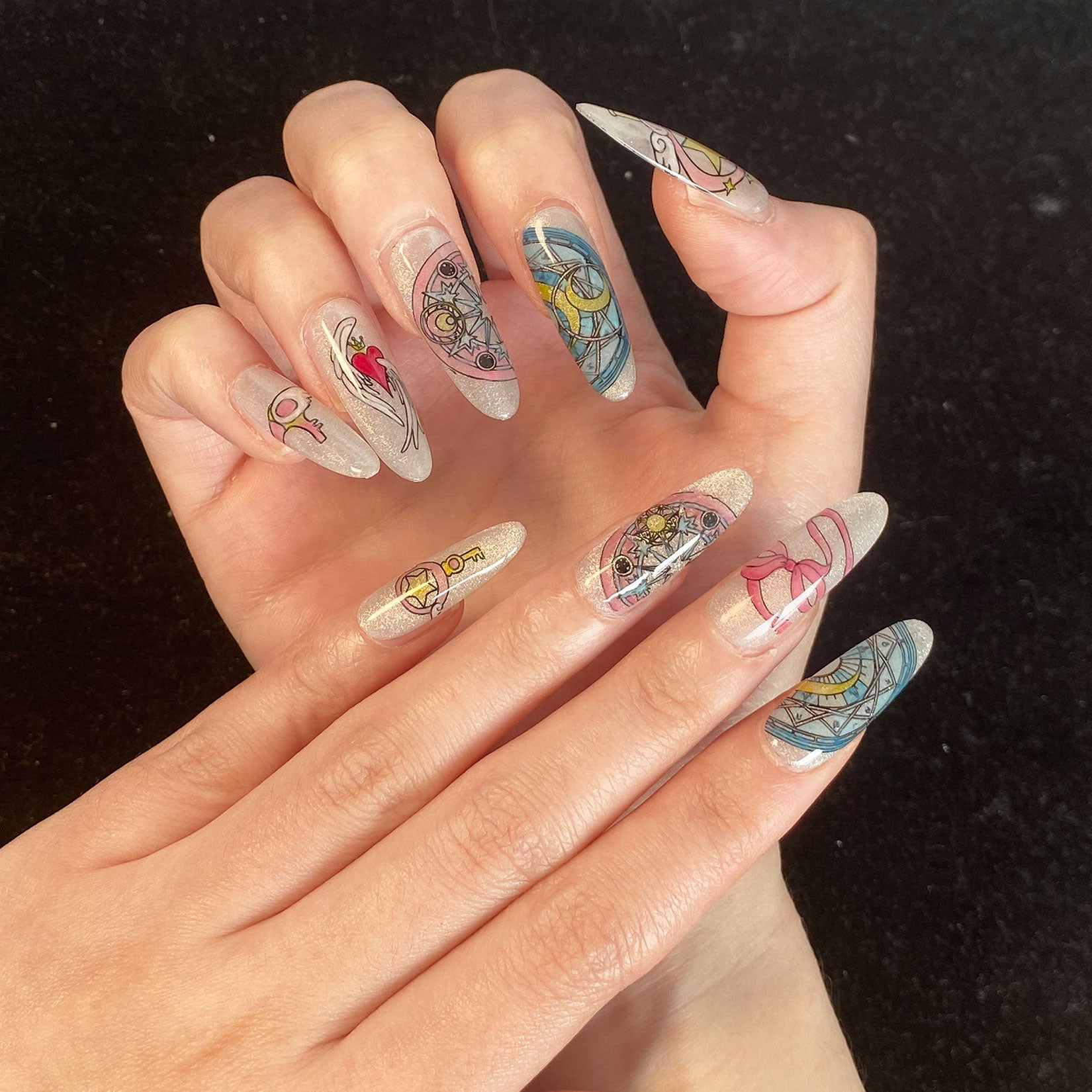 Meiyiyi original pure handcrafted high-end custom hand-painted wearable nails, luxurious custom style