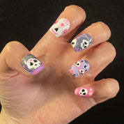 A60 Coco:Hand-painted little colorful skeletons press on nails