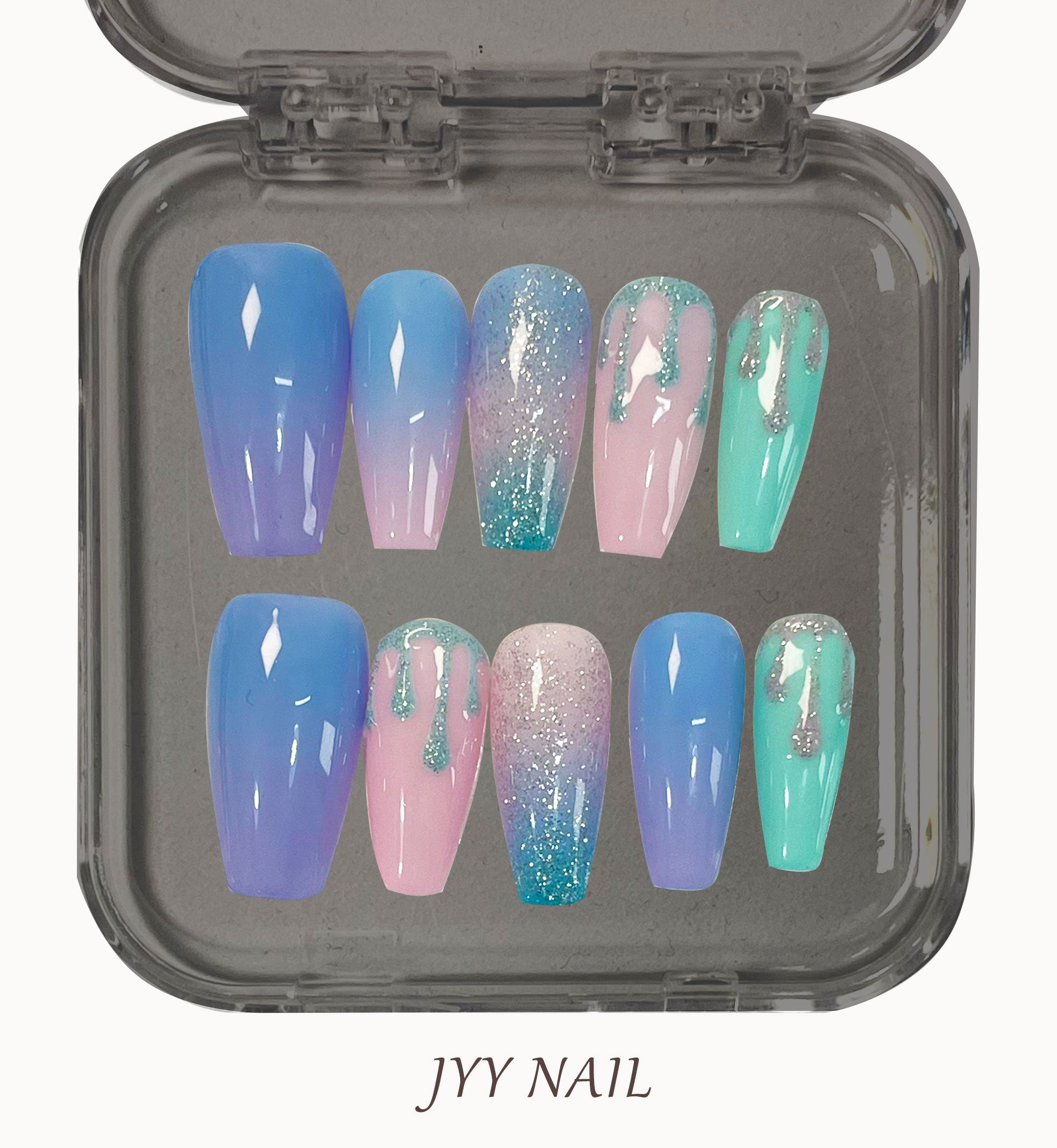 A63 Blue-pink gradient：Advanced color gradient art nail art