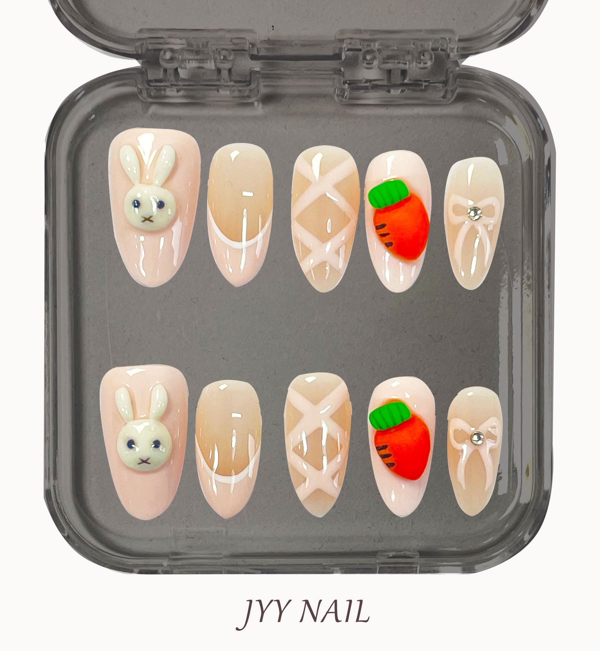 A68 Rabbit carrot:Rabbit carrot hand-painted high art nail art