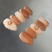 A76 Caramel flower:Hand-carved art nail art custom design