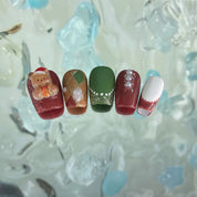 A86 Four-coloured Christmas:Colorful hand-painted three-dimensional Christmas manicure