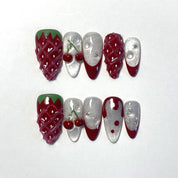 A87 Strawberry cherry:Sweet and lovely wind cherry strawberry manicure