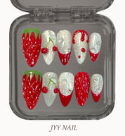 A87 Strawberry cherry:Sweet and lovely wind cherry strawberry manicure