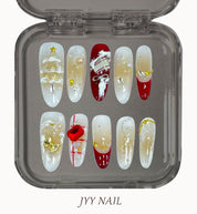 A88 Snow Christmas:Hand-painted three-dimensional Christmas tree custom fake nails