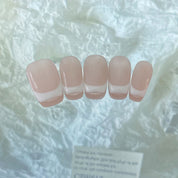 A92 Nude pink and white French:Nude pink and white French pure wind Manicure