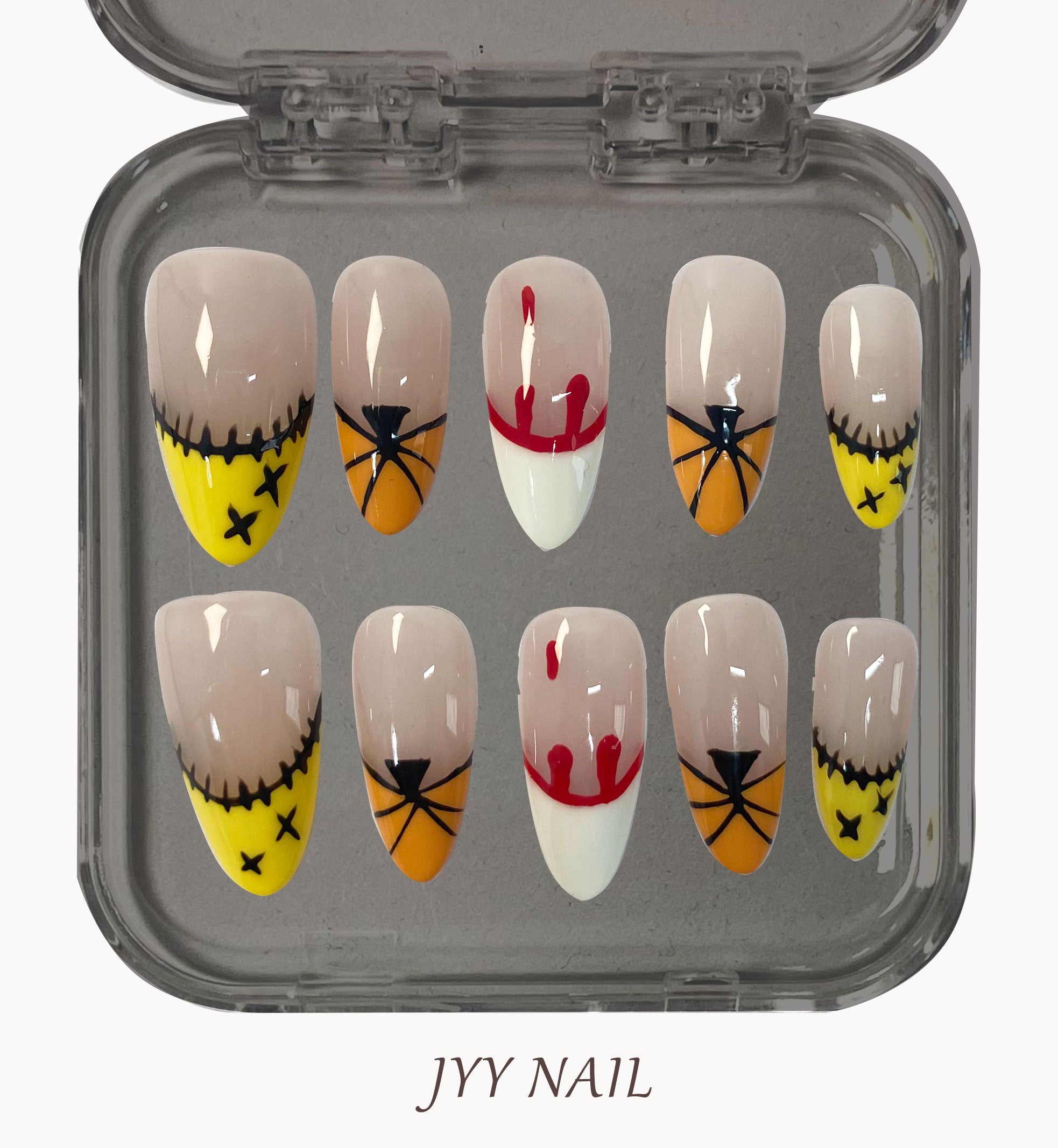 A94 All saints spider:Pure manual hand-painted spider French manicure