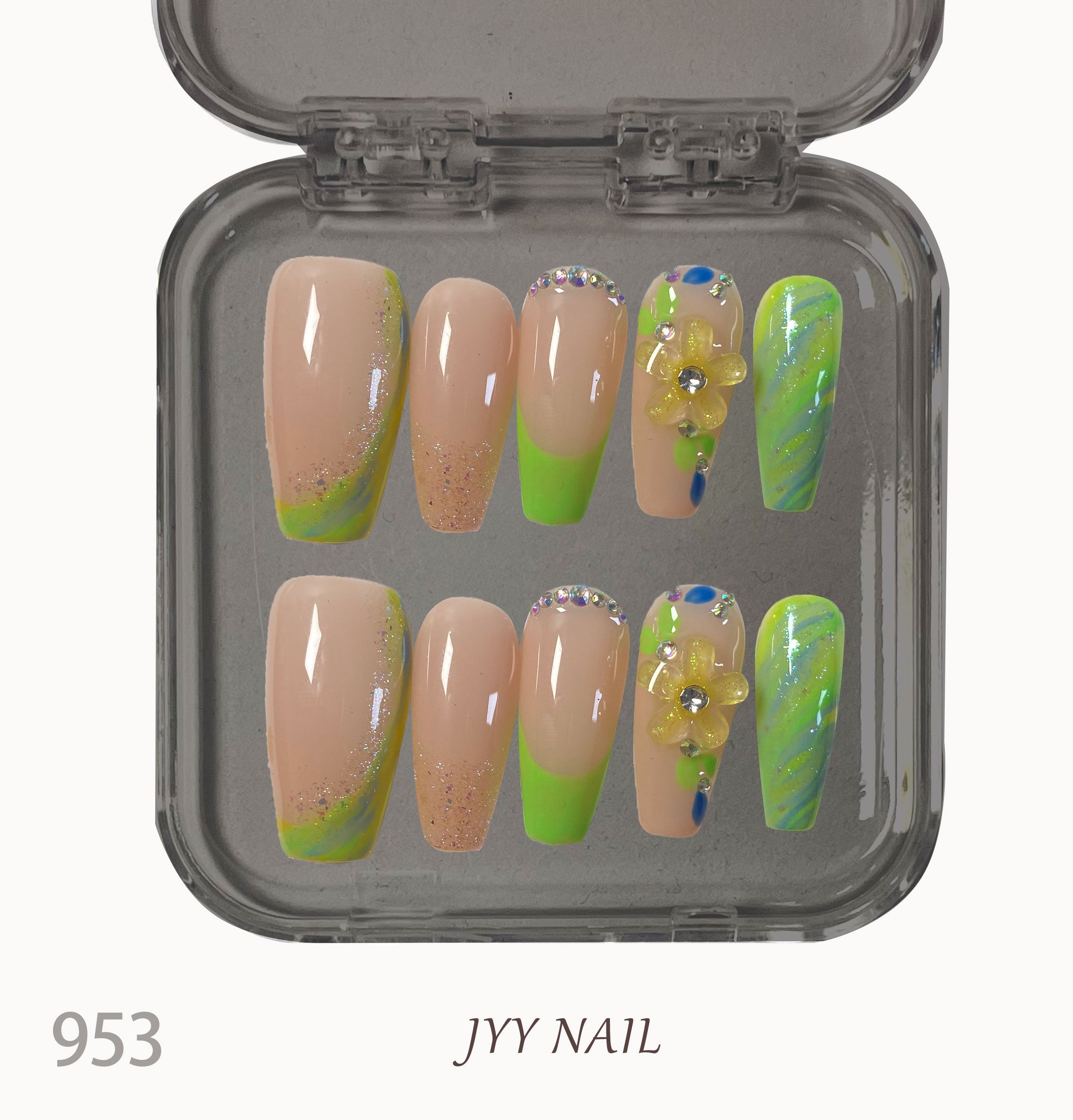 A953 Hand-painted in spring style:Pure handmade high-end custom wear nail