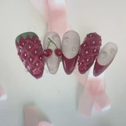 A87 Strawberry cherry:Sweet and lovely wind cherry strawberry manicure