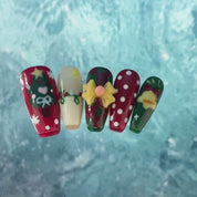 A62 Navidad: Adornos navideños tridimensionales pintados a mano para prensar en las uñas.